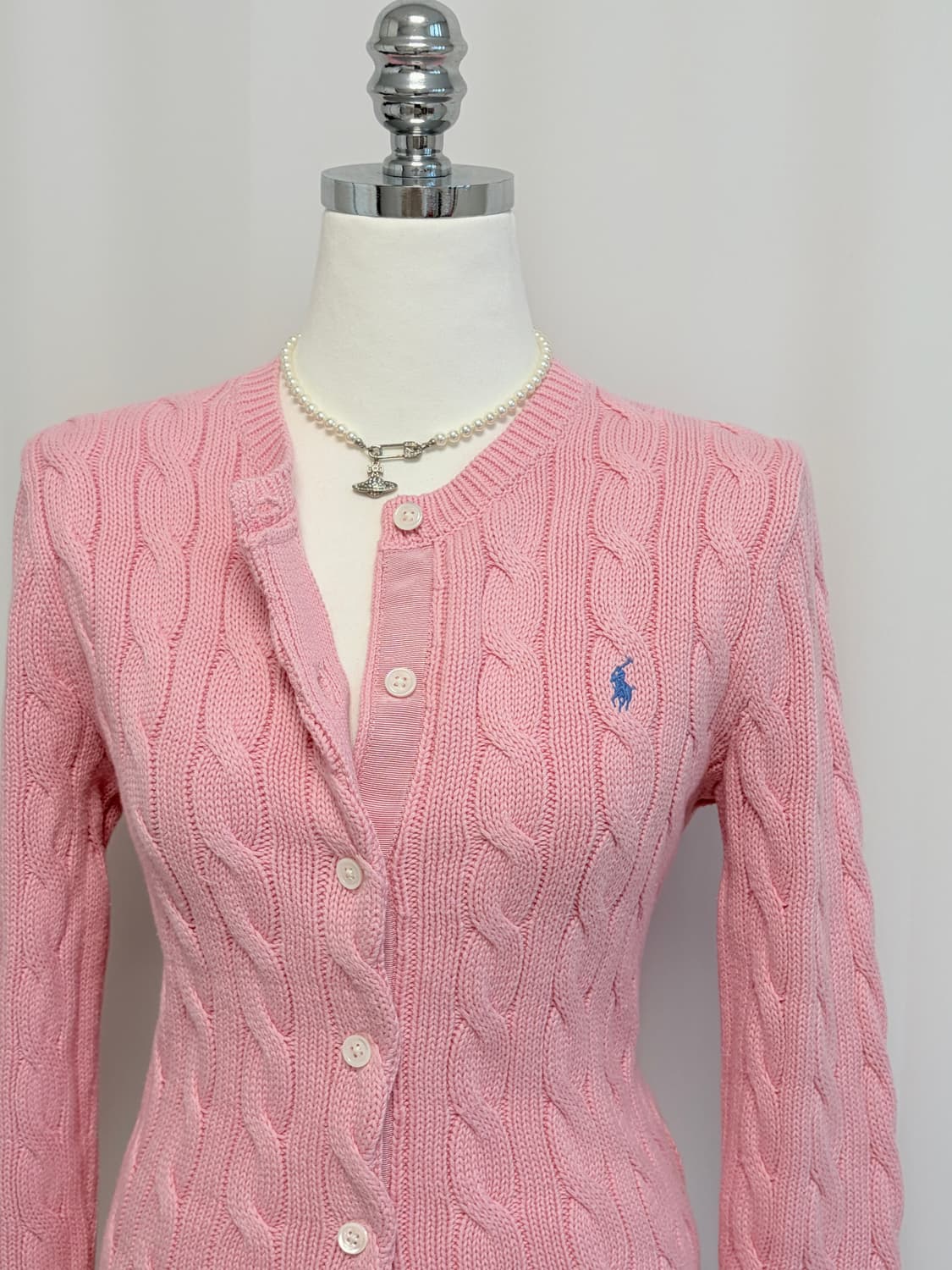 폴로랄프로렌 케이블 핑크 가디건 정품 상품이미지6