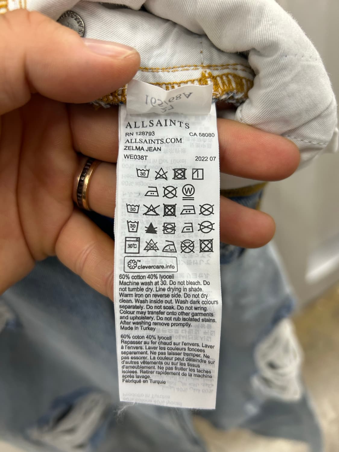 Allsaints (올세인츠) 데미지 워싱 데님 상품이미지9