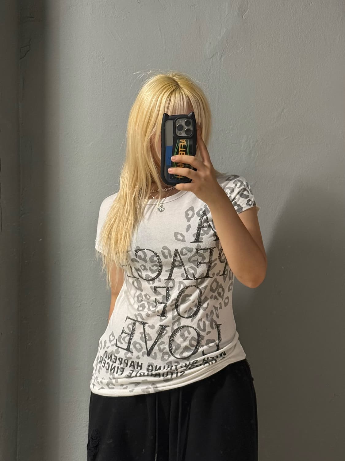 leopard pattern lettering top 상품이미지1