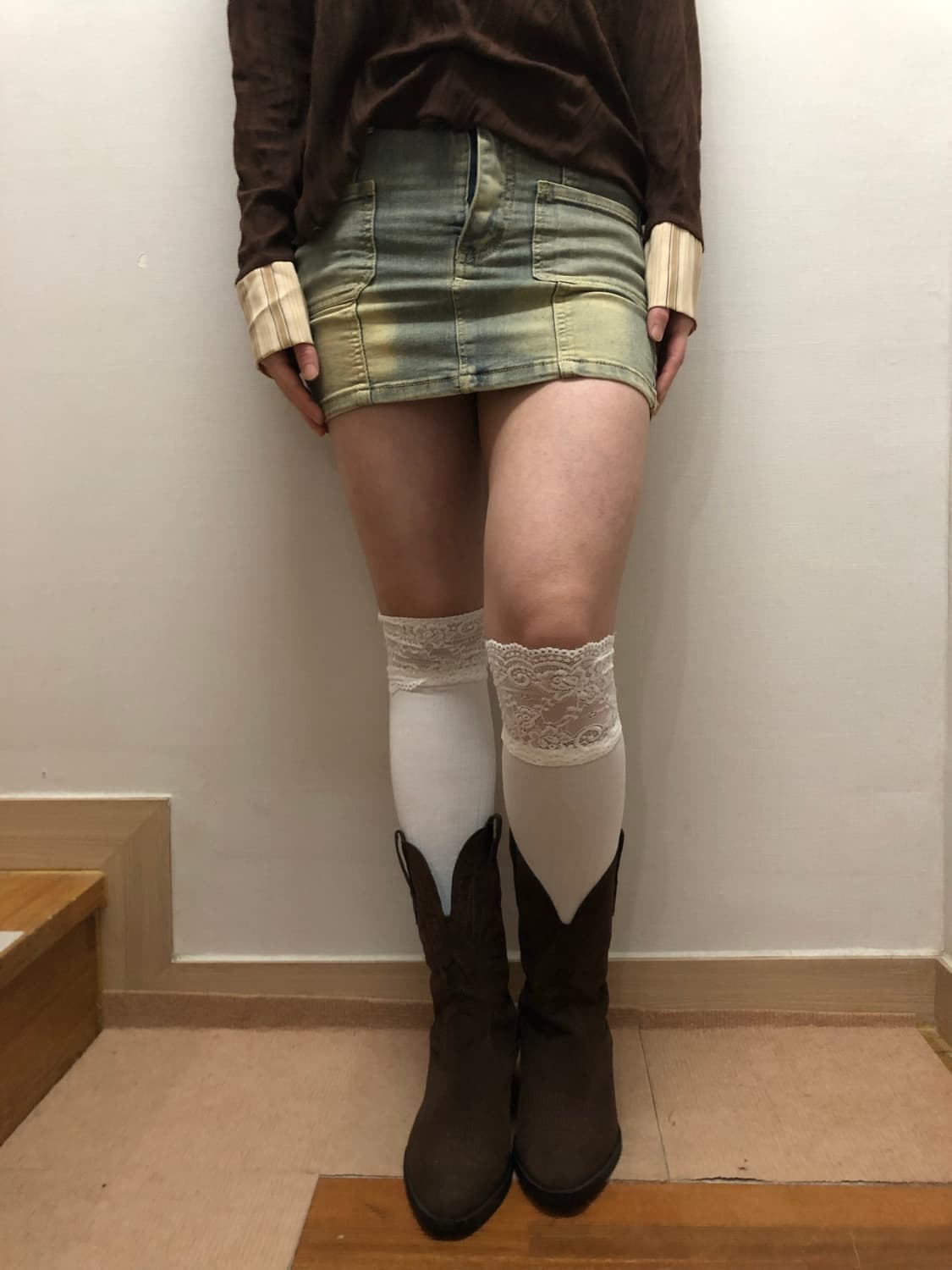 빈티지 데님 워싱 미니 스커트 상품이미지1