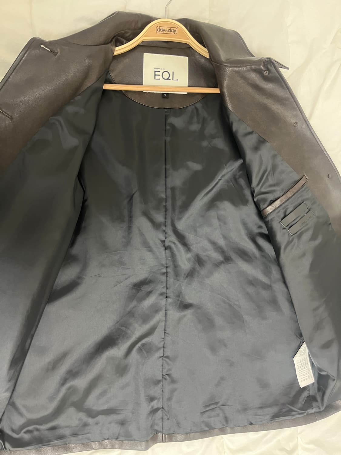 에센셜 바이 이큐엘 a-line leather jacket(다크브라운 S 상품이미지4