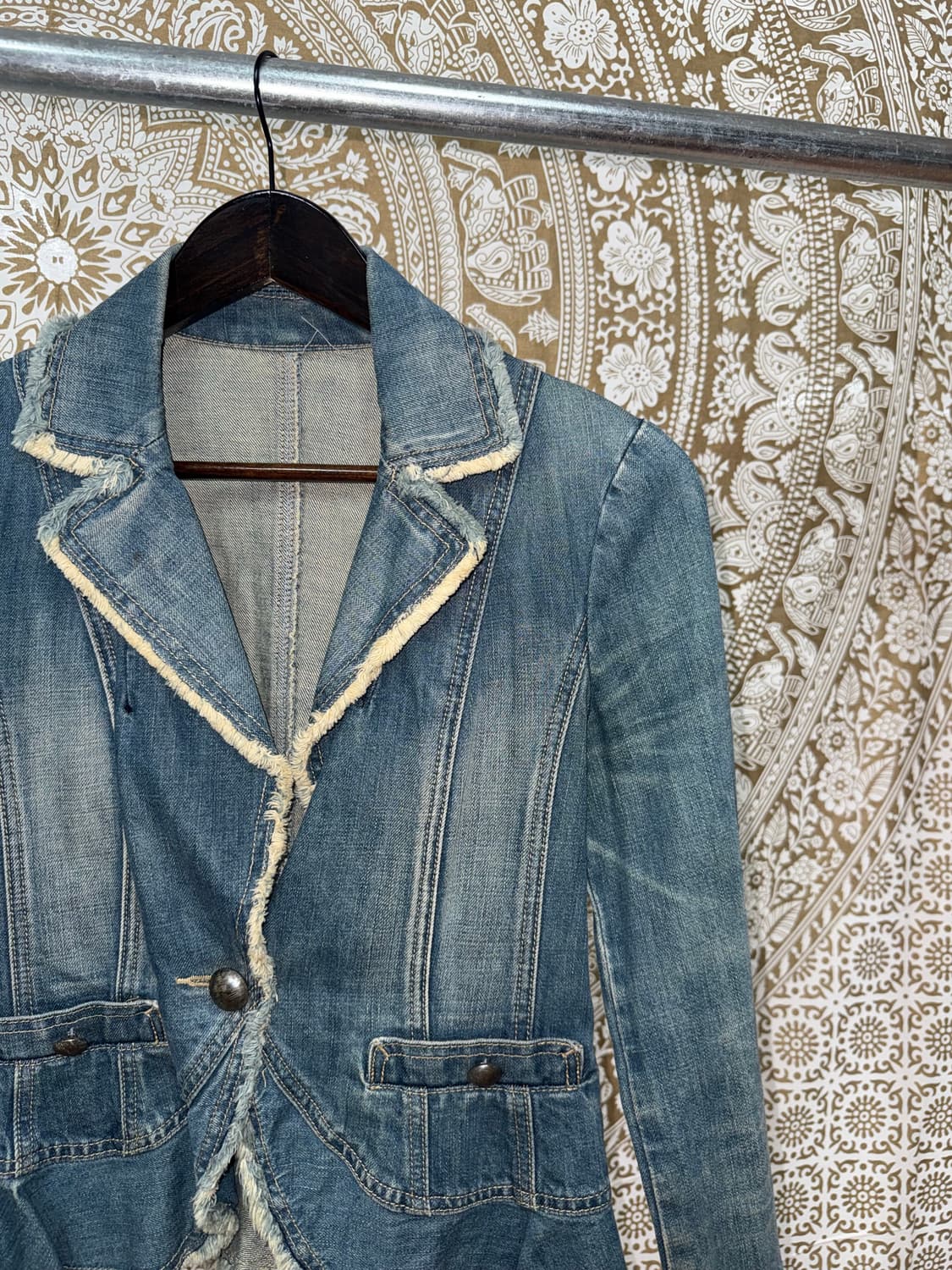 빈티지 여성 원버튼 데님 자켓  상품이미지4