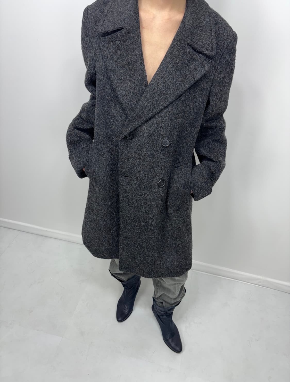 Hairy wool half coat 상품이미지5