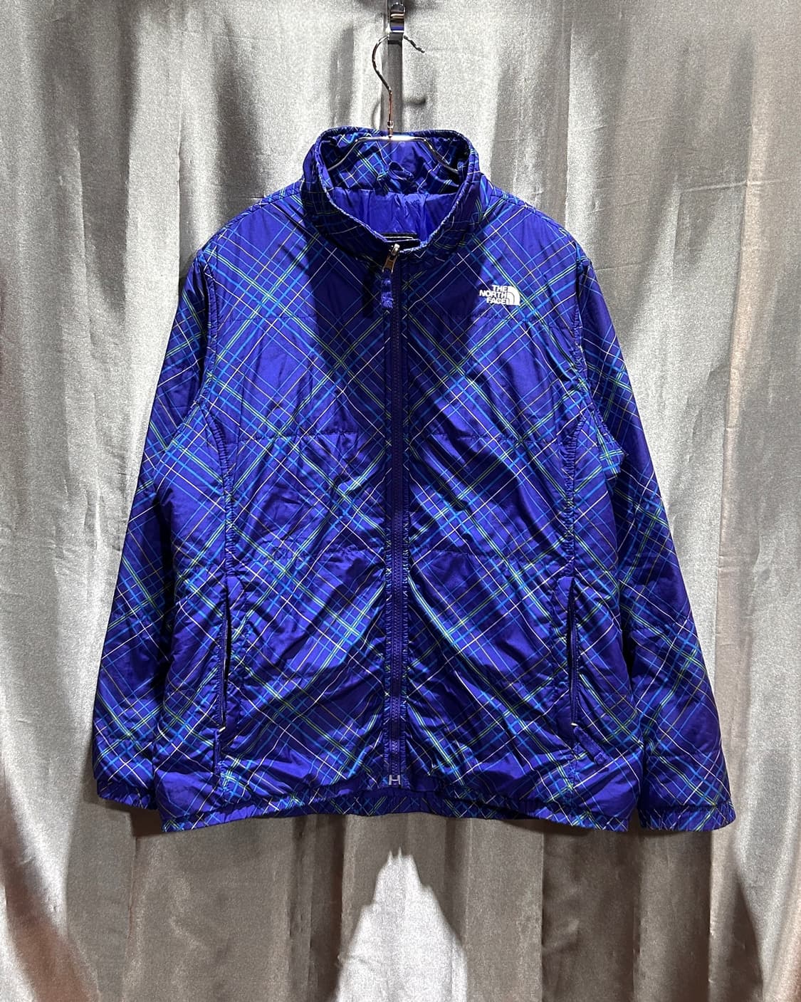 L 노스페이스 화이트라벨 블루 체크패턴 경량 패딩 상품이미지2