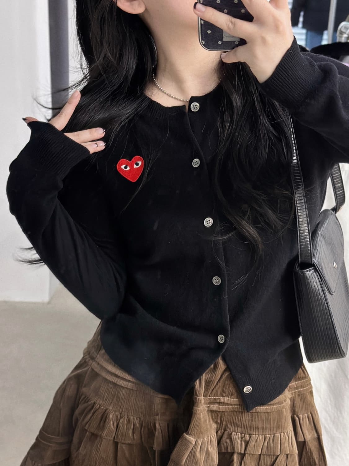 꼼데가르송 레드와펜 블랙 울 가디건  상품이미지1