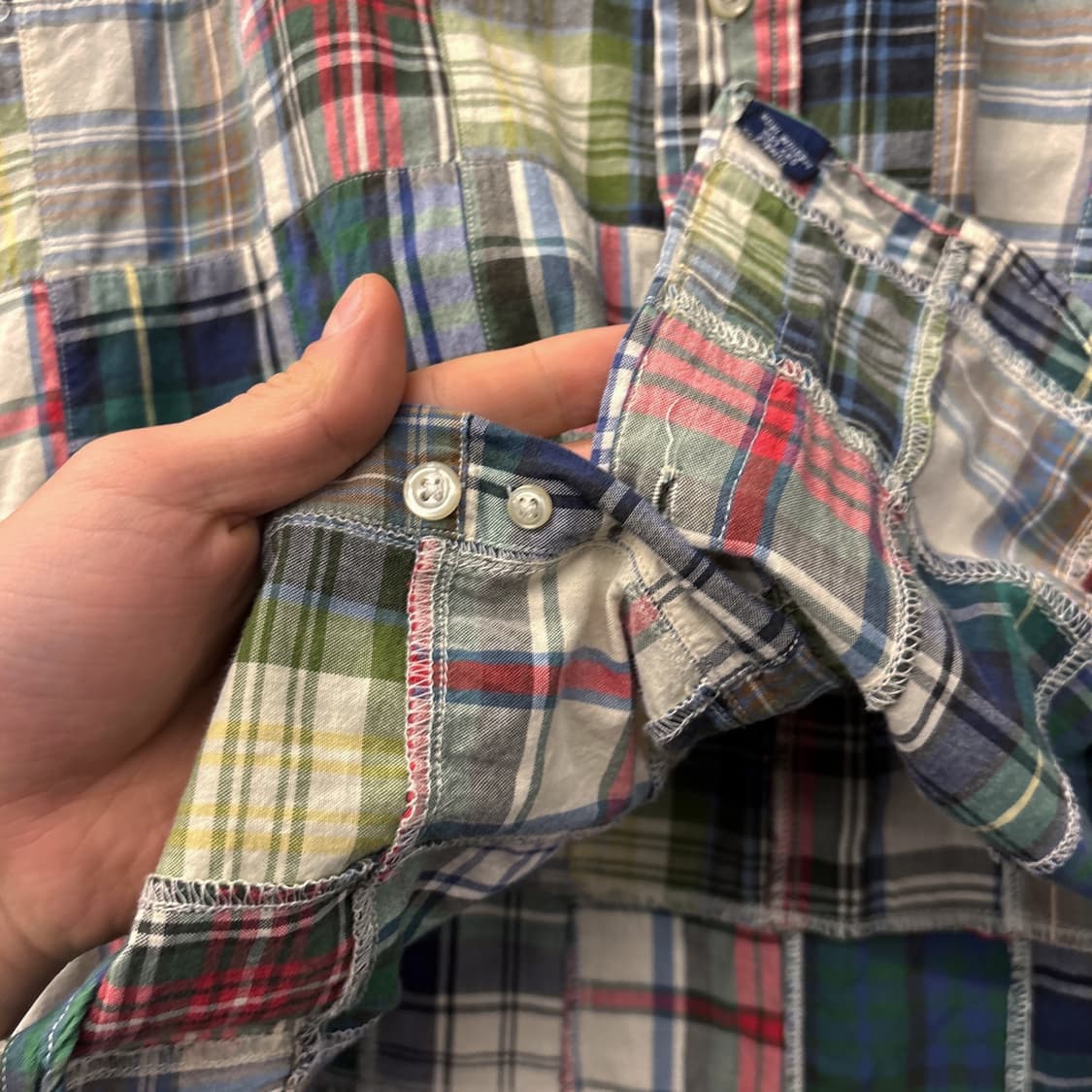 90s 폴로 랄프로렌 빈티지 마드라스 패치워크 버튼다운 셔츠 N874 상품이미지8
