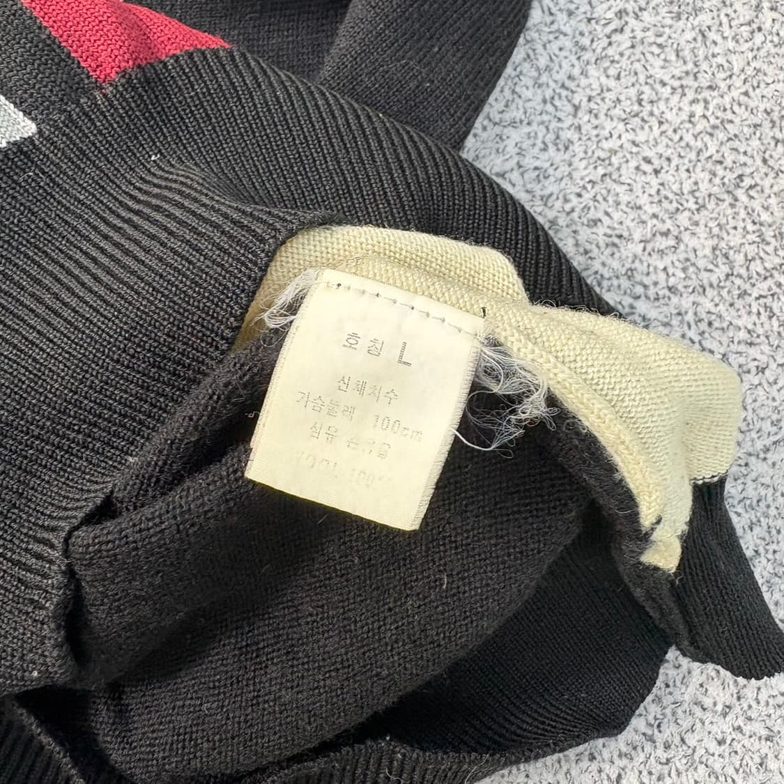 100 미쏘니 빈티지 배색 긴팔 울 니트 0402J 상품이미지4