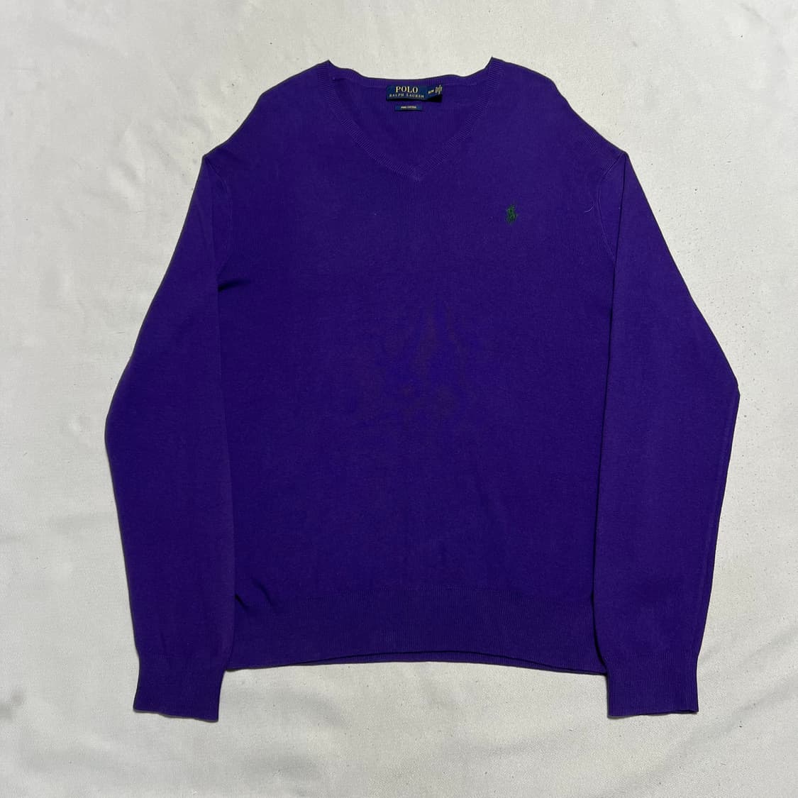 M 폴로랄프로렌 브이넥 코튼 퍼플 니트  상품이미지2