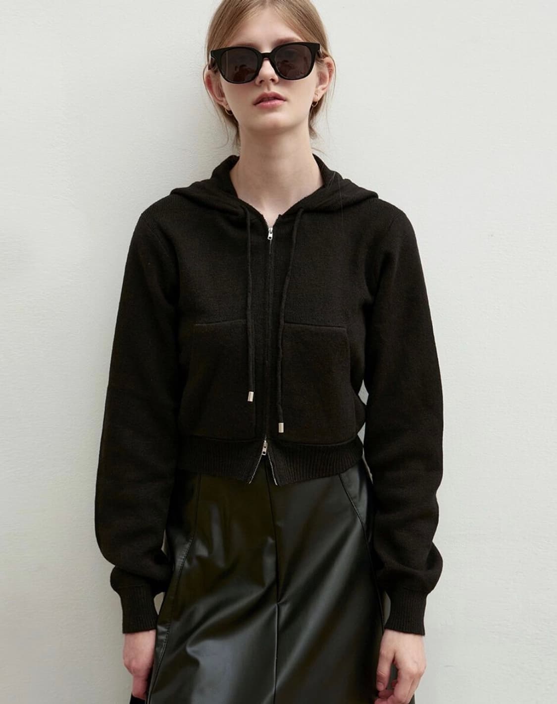 닉앤니콜 후드집업 니트 블랙 상품이미지8