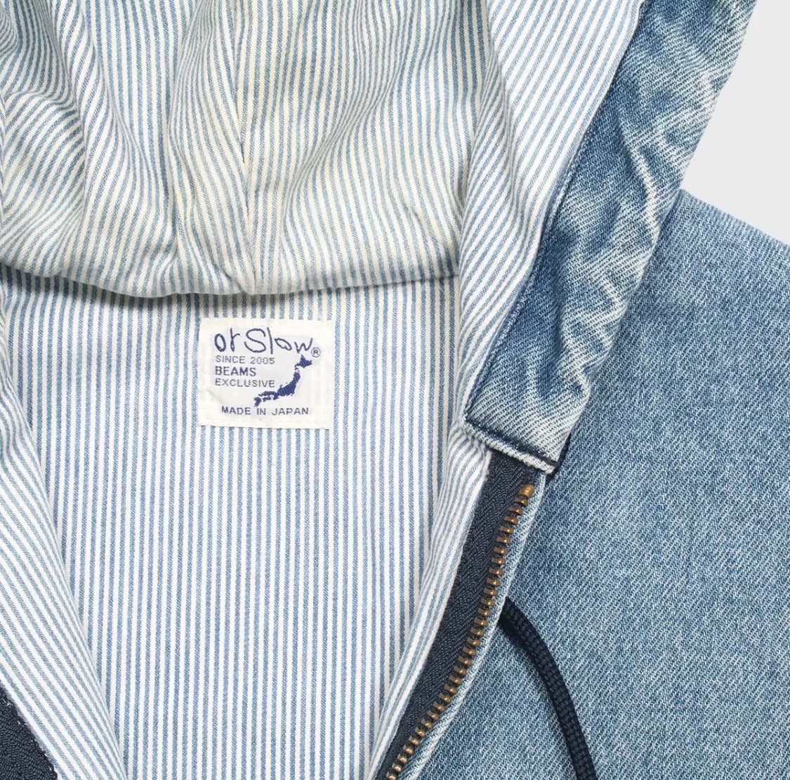 오어슬로우x빔즈 데님 후드 집업 자켓 상품이미지9