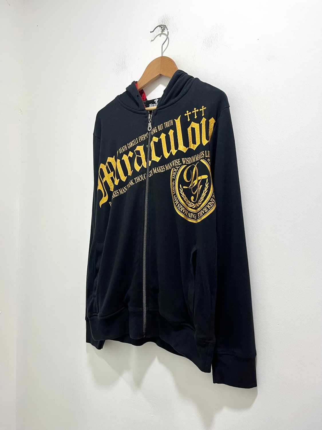 y2k 락펑크 골드 글리터 레터링 프린팅 후드집업  상품이미지2