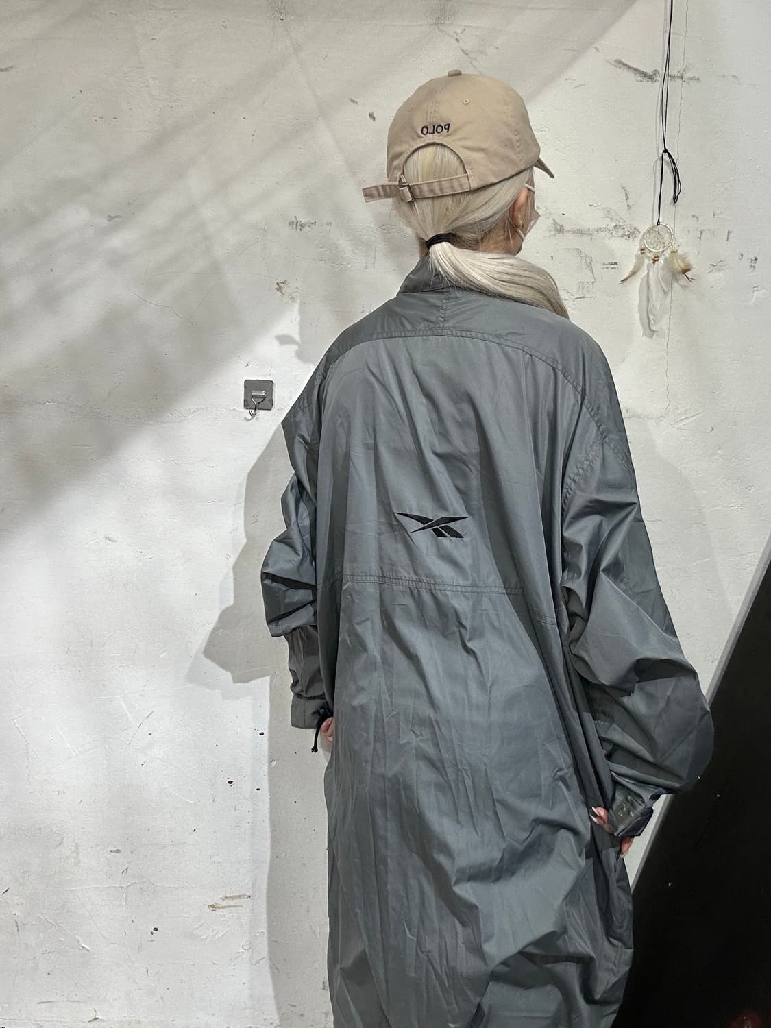 리복 그레이 롱 바람막이 자켓 L 상품이미지3