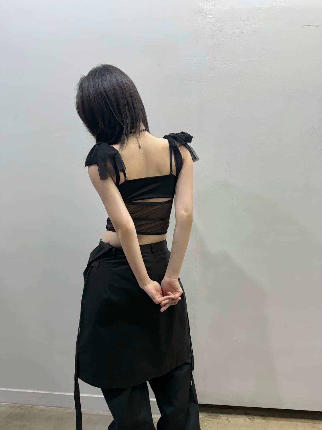 크롭 시스루 리본 코르셋 상품이미지8