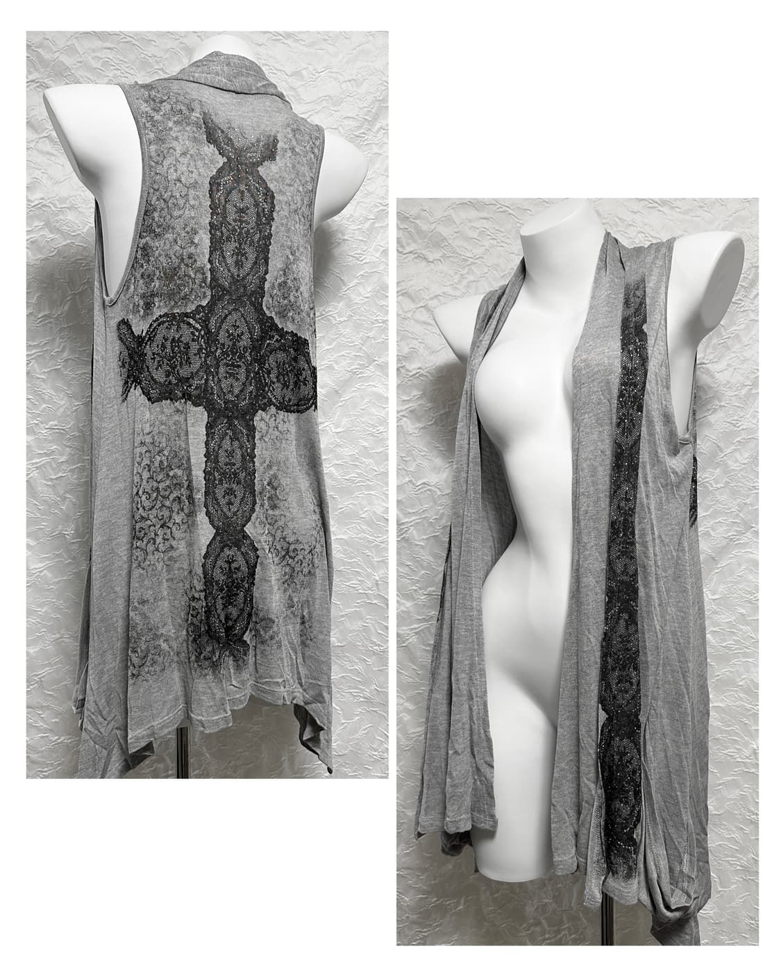 빈티지 vkei 펑크 스프레이 패턴 언발 롱 베스트 상품이미지1