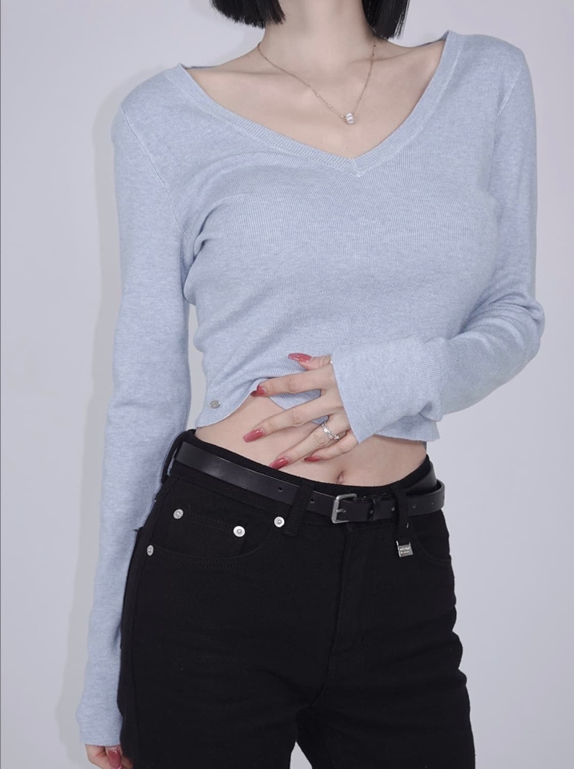 (새상품) 페일제이드 레이온 니트 티 네이비  상품이미지4