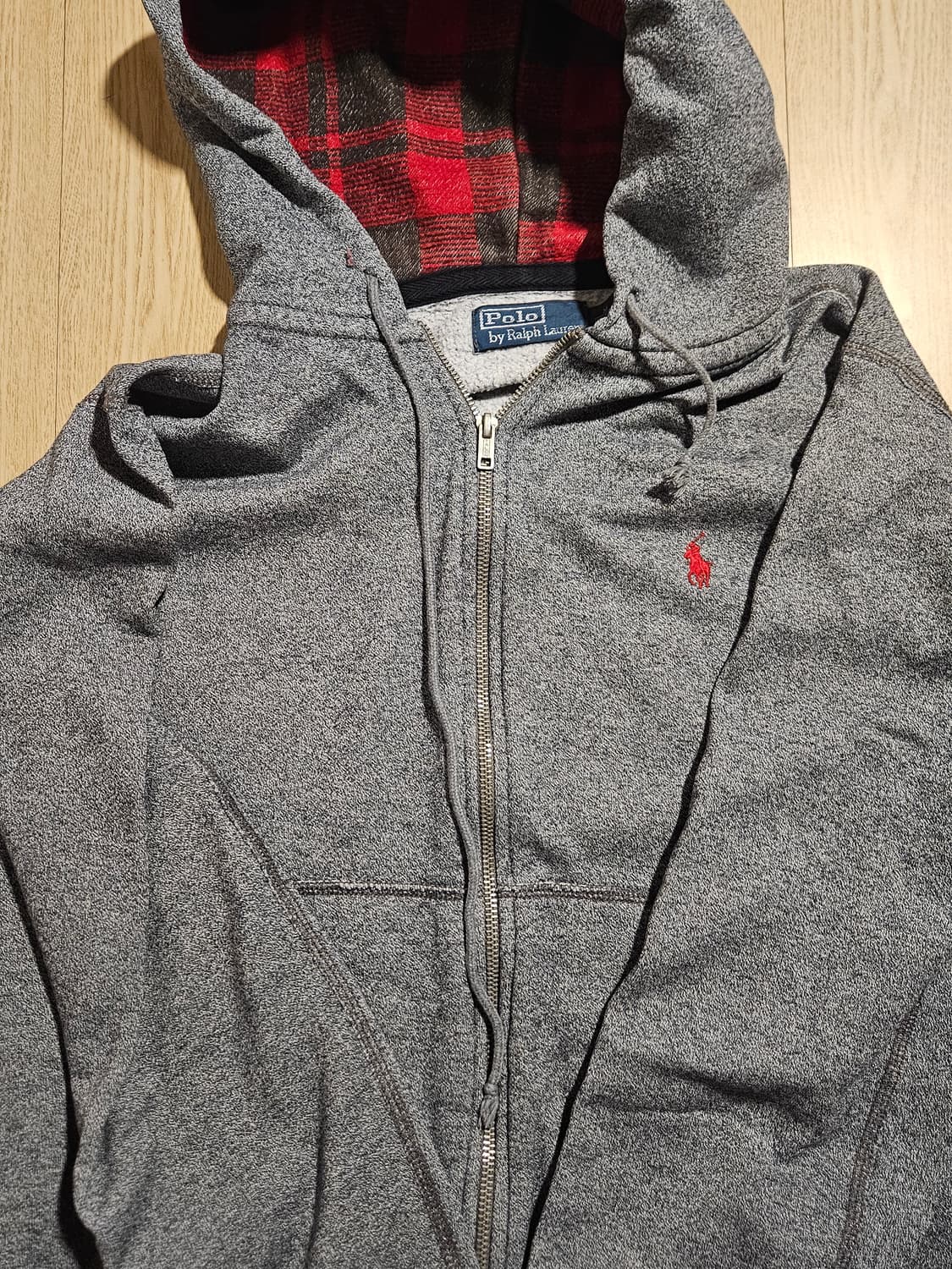 폴로 랄프로렌 그레이 플란넬 라이닝 후드 집업 상품이미지1