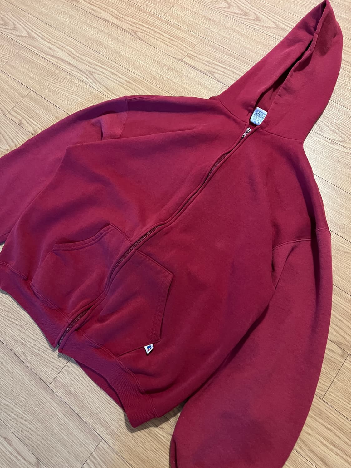 90s U.S.A 러셀 빈티지 후드집업 레드 XL 상품이미지3