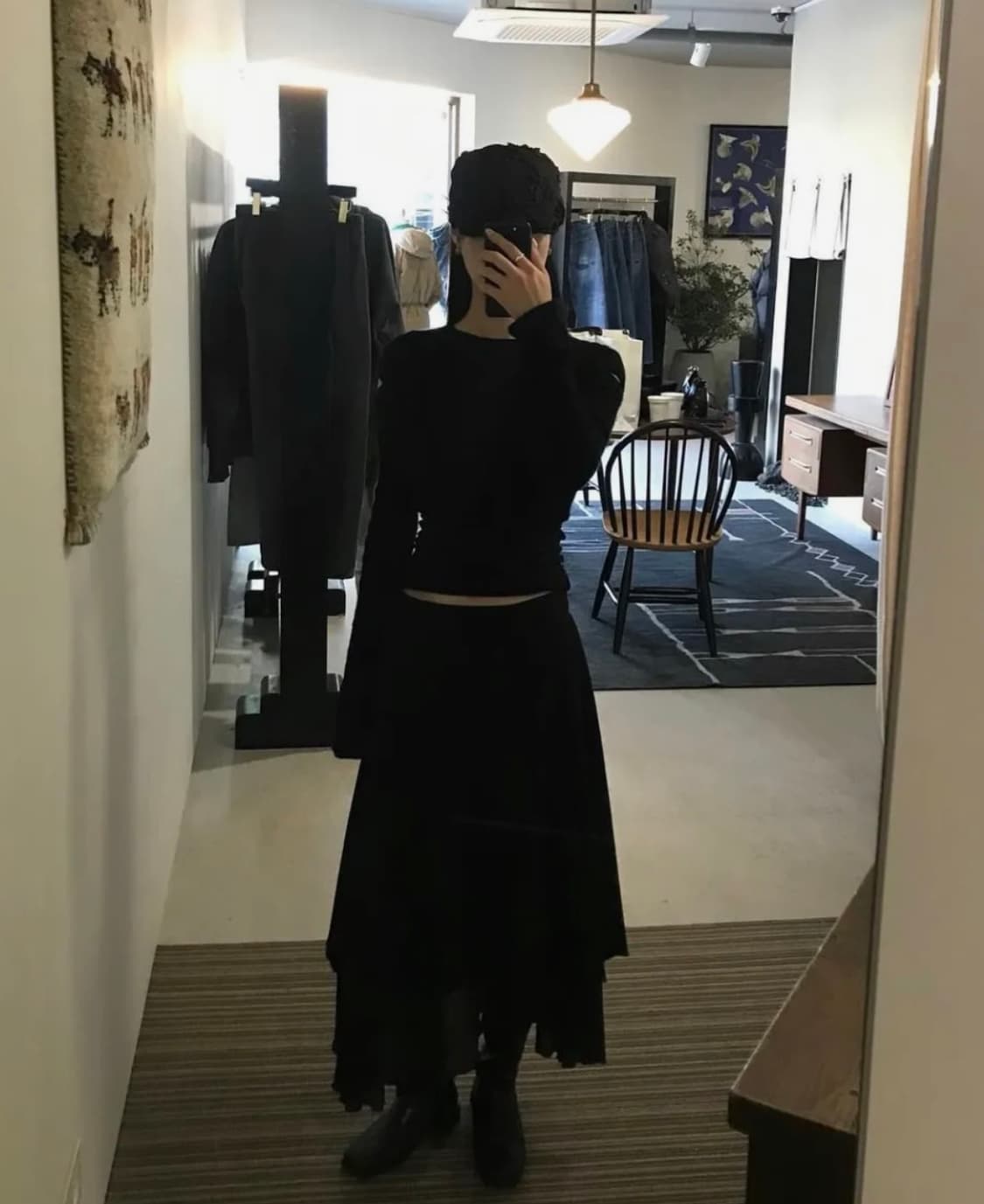 미세키서울 Unbalanced layered skirt BLACK 상품이미지2