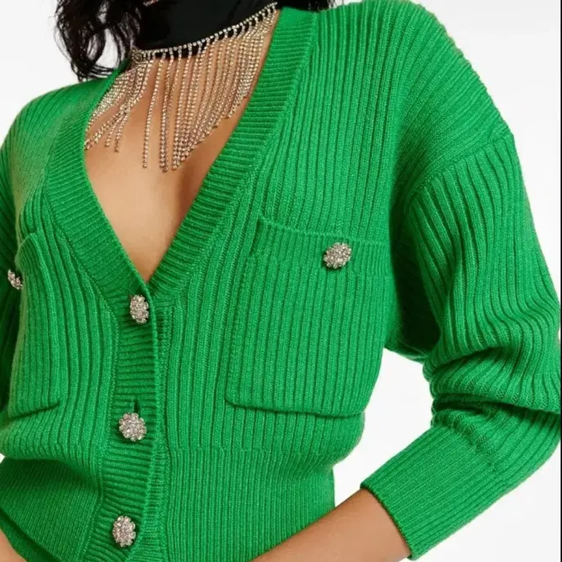 (새상품급) ESSENTIEL 에센셜 앤트워프 그린 니트 가디건 ~55 상품이미지3