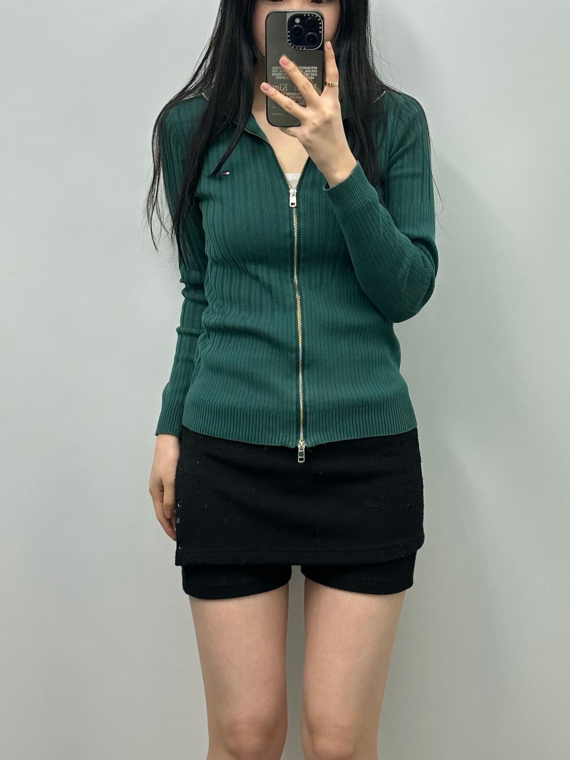 타미힐피거 투웨이 그린 골지 니트집업  상품이미지1