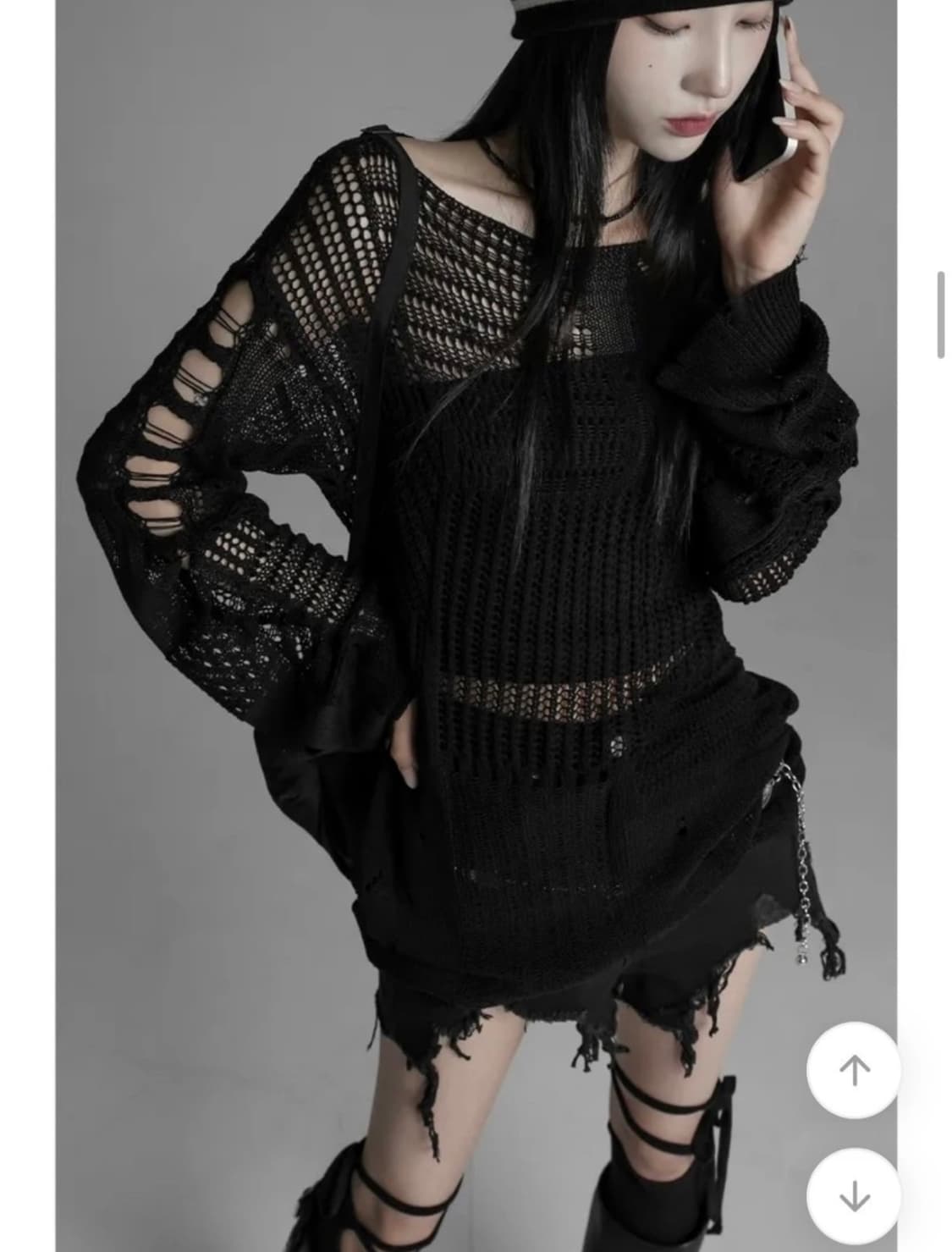 스코 데미지 니트 블랙 상품이미지3