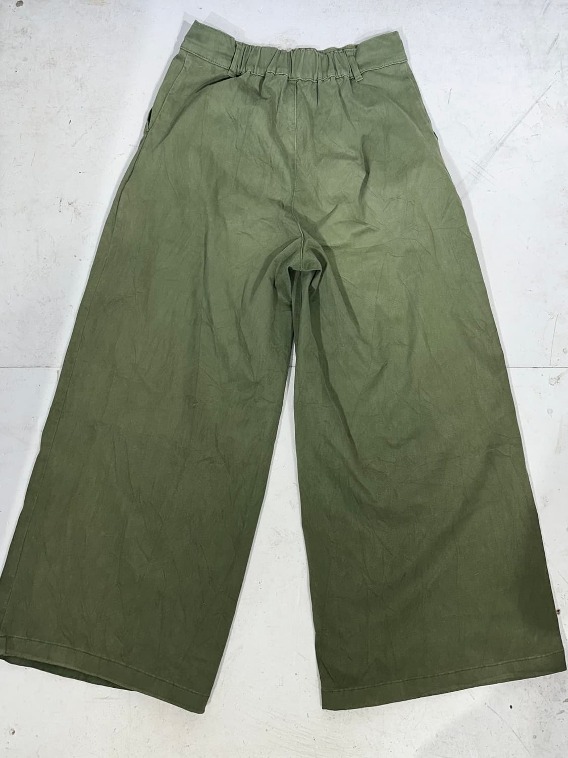 일본 빈티지 카키 하카마 와이드 팬츠 L 상품이미지5