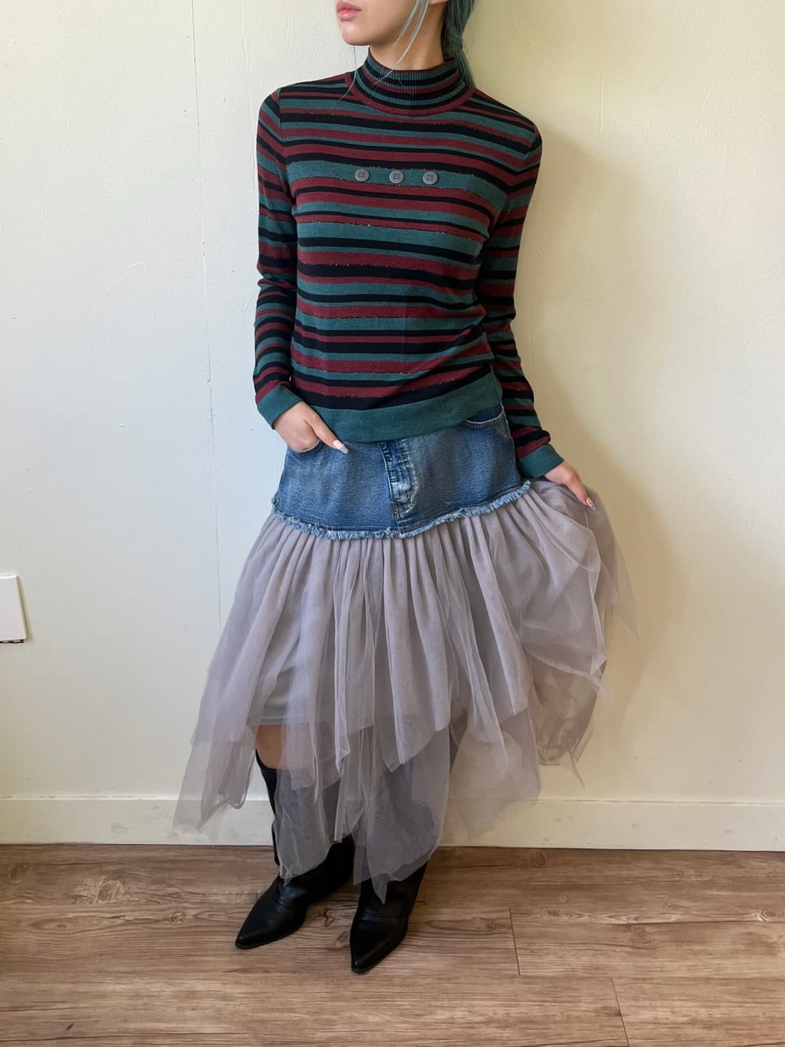 SHEIN 데님 튤 스커트 상품이미지6