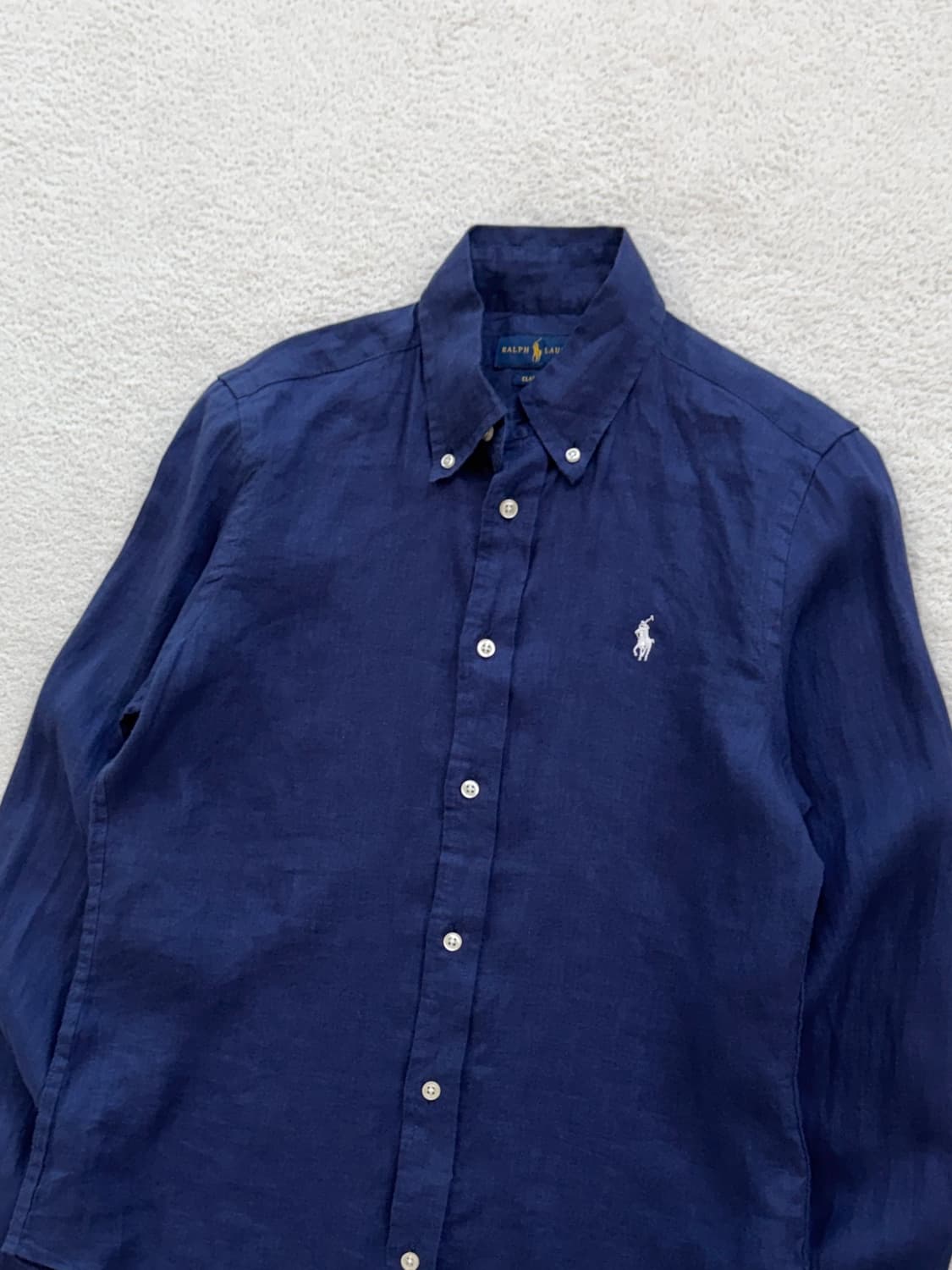 QR 폴로 네이비 린넨 셔츠 상품이미지1