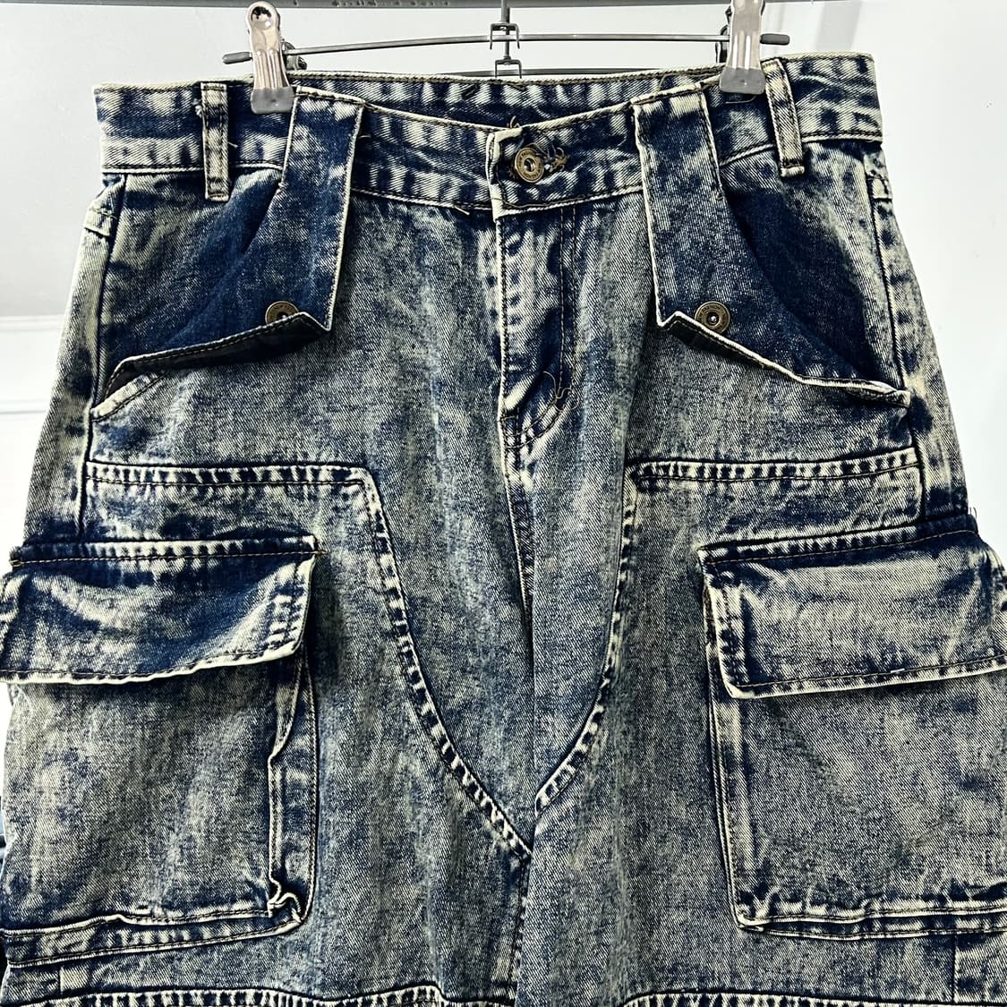 아이스 워시드 멀티포켓 와이드 데님 카고 팬츠 상품이미지6