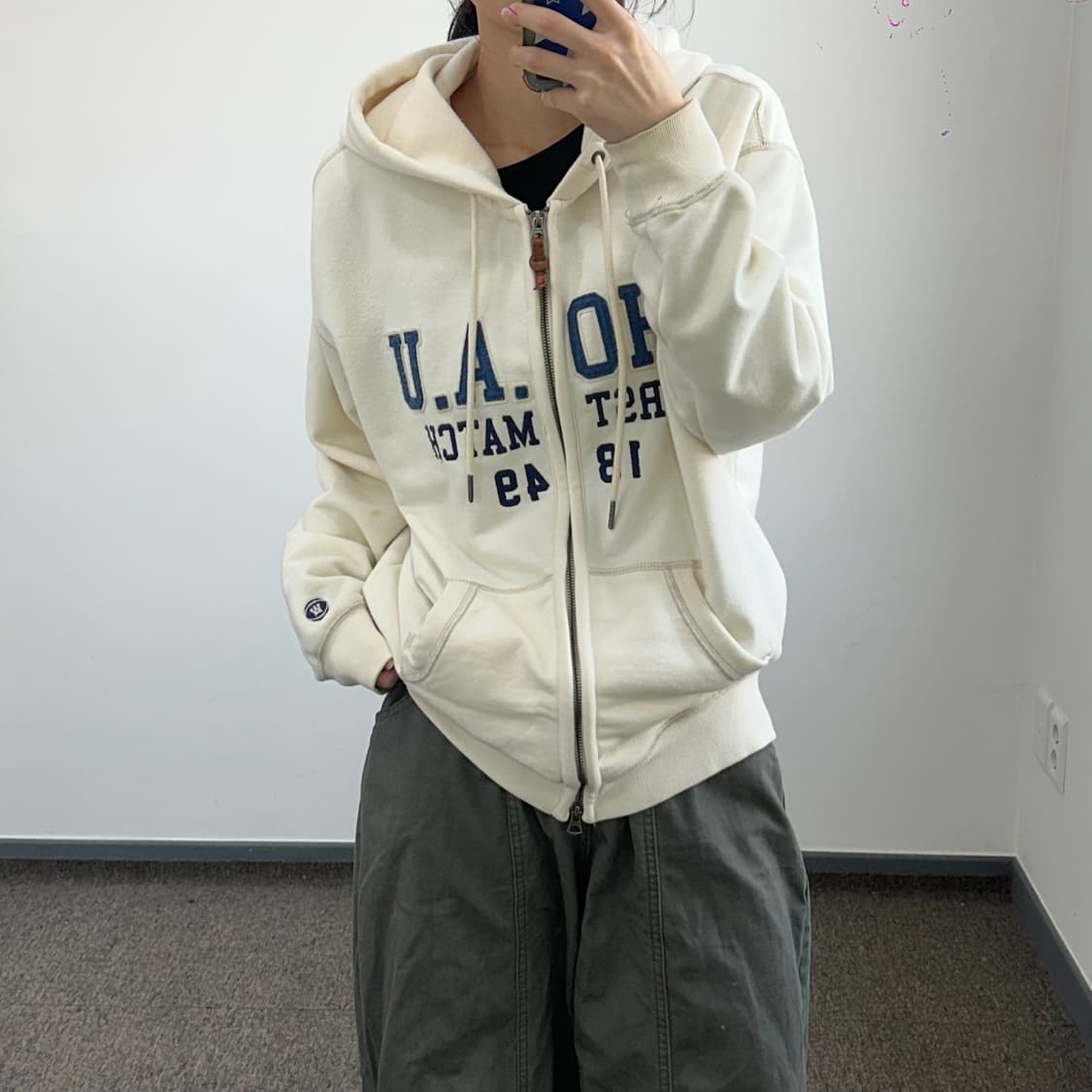 Who A U 후아유 아이보리 후드집업 상품이미지2