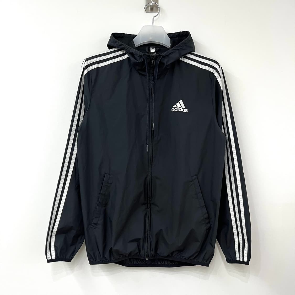 아디다스 블랙 삼선 우븐 후드 바람막이 자켓 상품이미지2