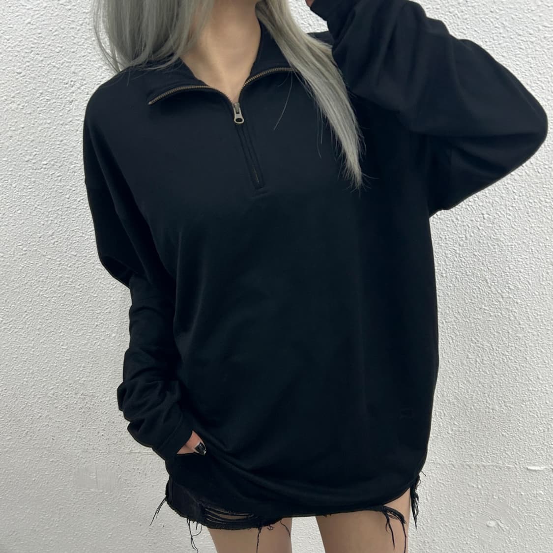 폴로 랄프로렌 블랙 반집업 롱슬리브 L 상품이미지1