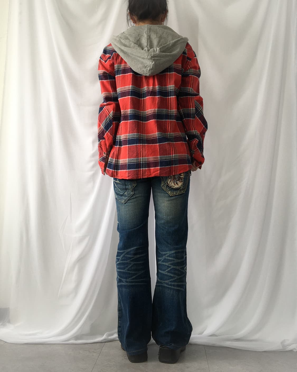 Hood layered check pattern shirt 상품이미지8