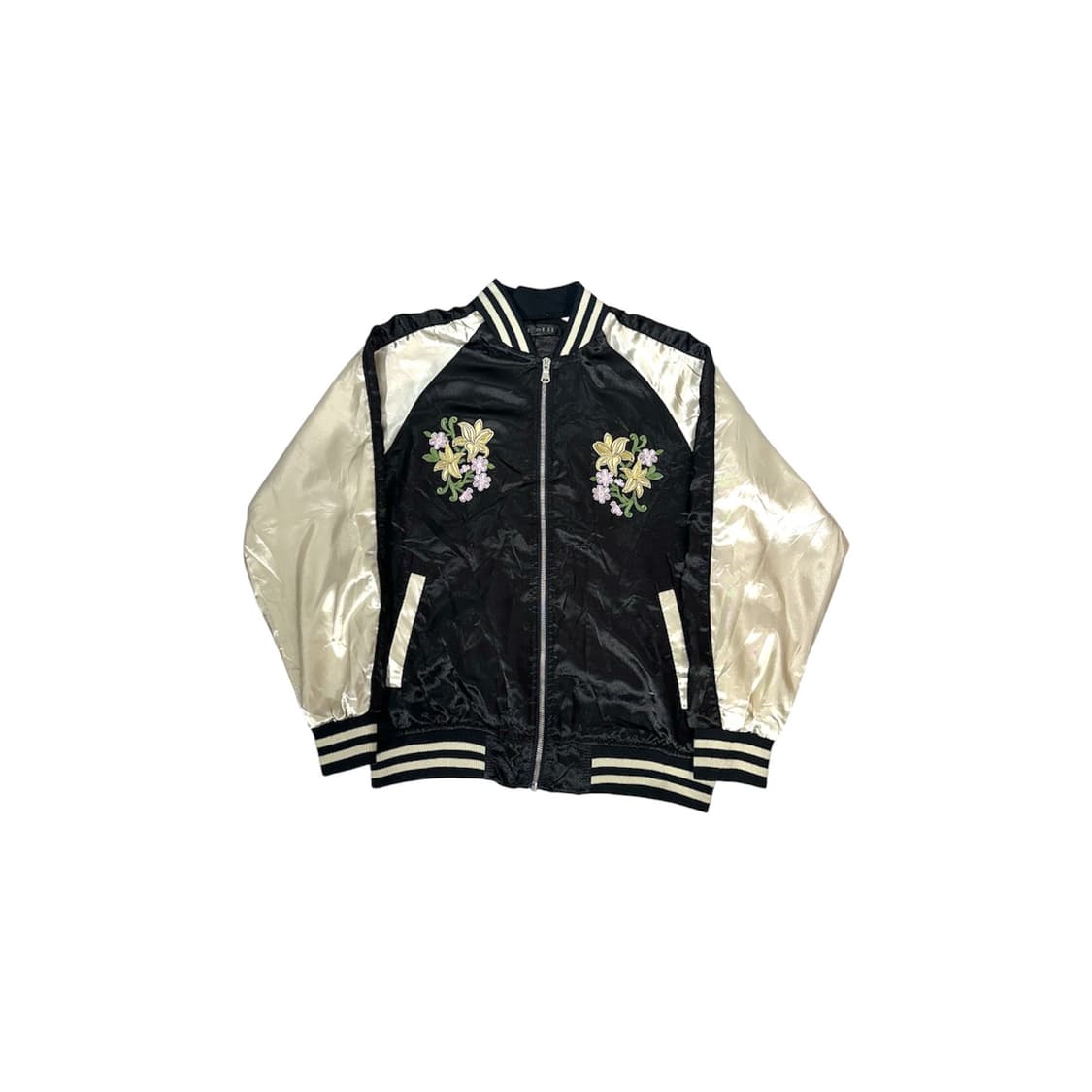 일본 빈티지 자수 블랙 화이트 꽃 스카잔 자켓  상품이미지4