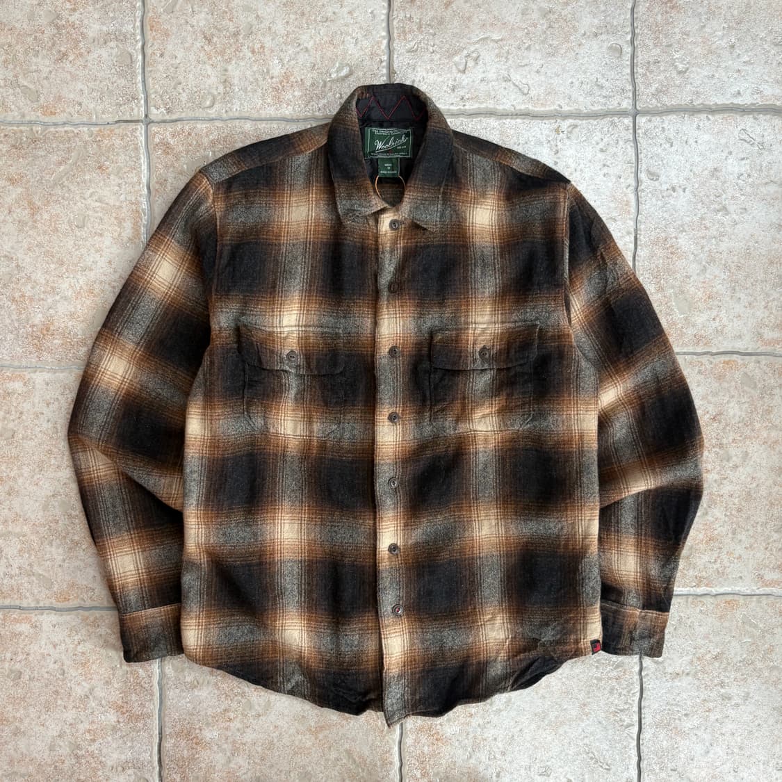 [M] 00s Woolrich brown pattern shirt 상품이미지1