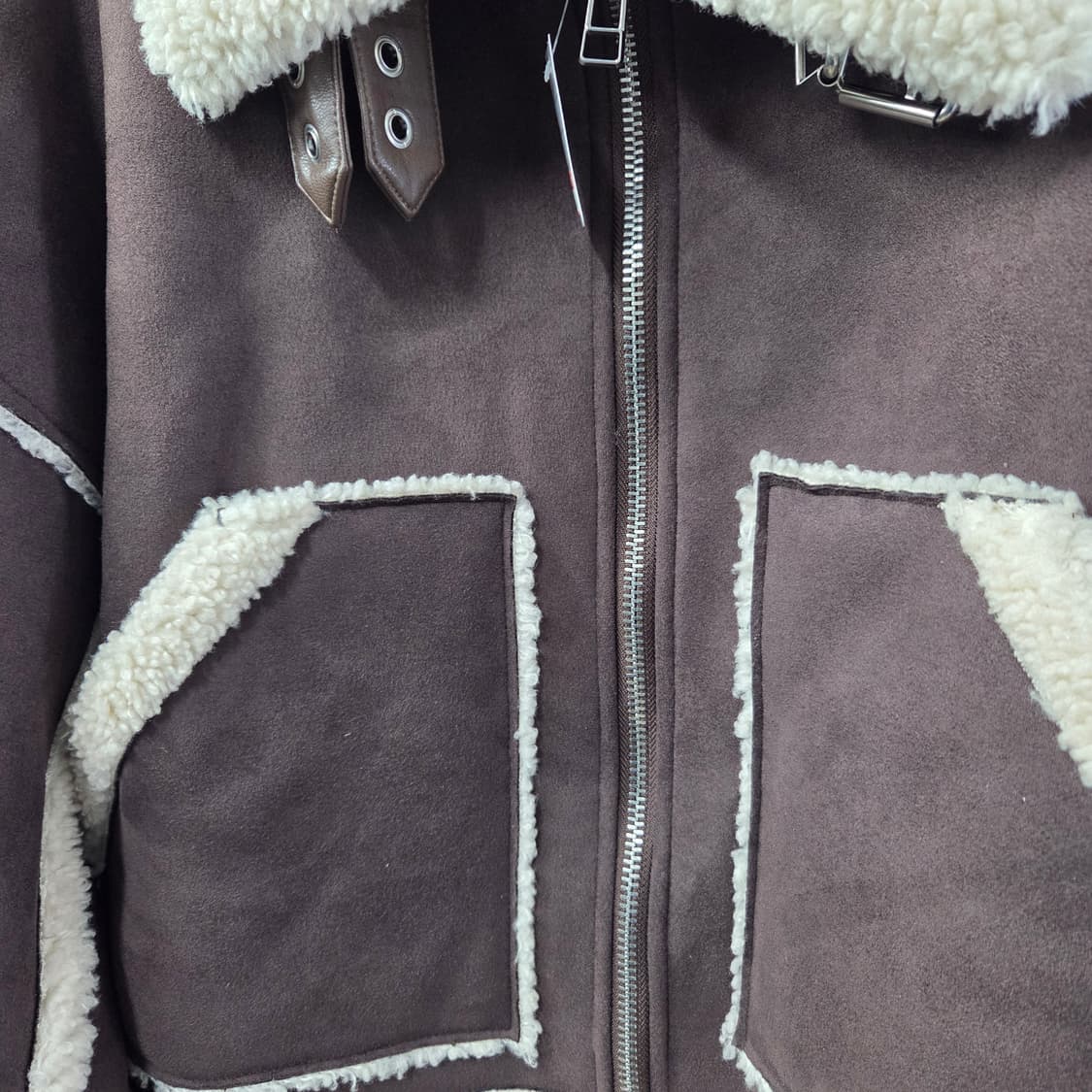 여 66 에모다 스웨이드 양털 안감 무스탕 자켓  상품이미지3