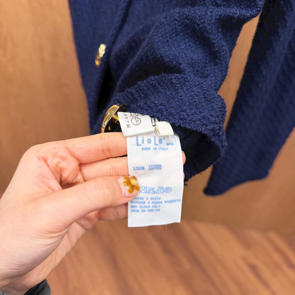 에르노 라운드넥 코튼 자켓 골드 버튼 디테일 레귤러핏 블루 상품이미지7