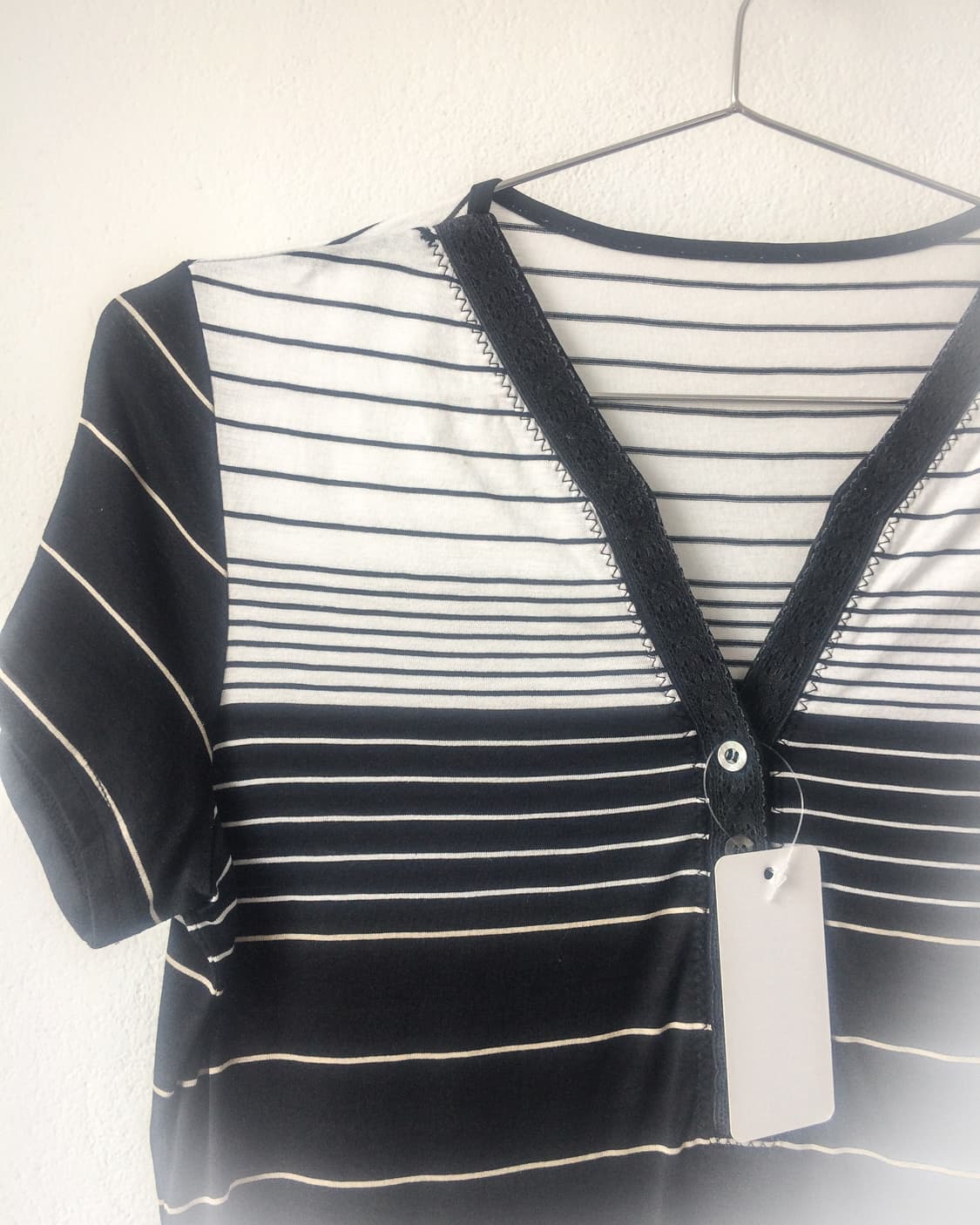 Stripe pattern Henry neck t shirt 상품이미지4