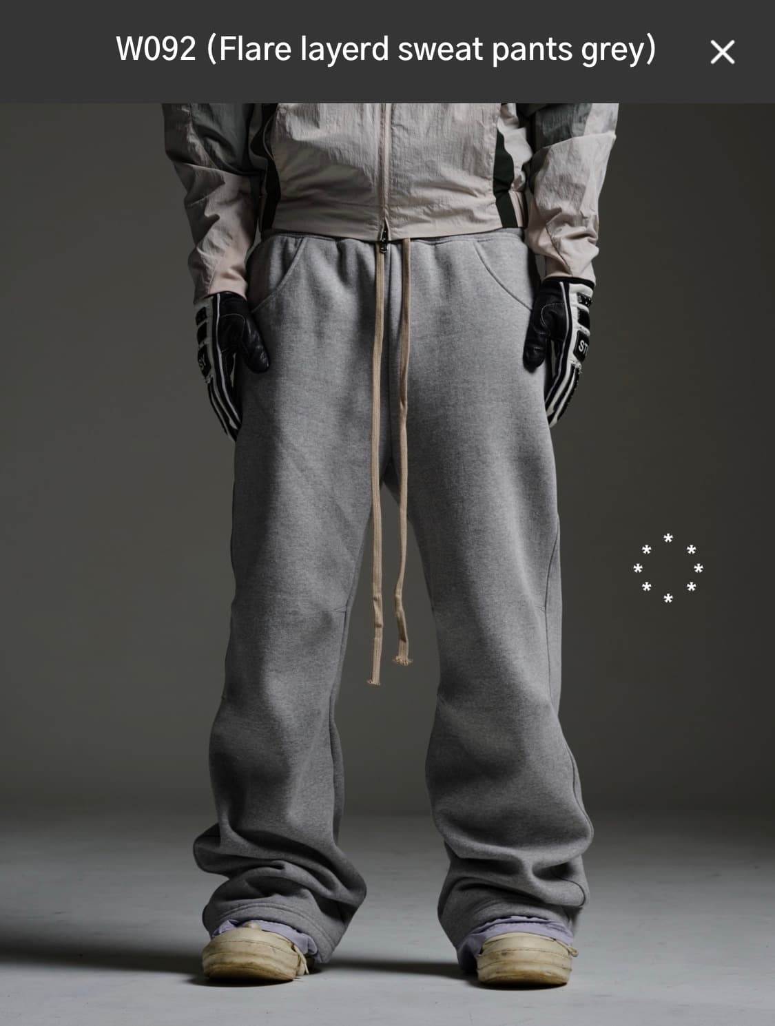 wapwokrs w092 레이어드 스웻팬츠 그레이 상품이미지1