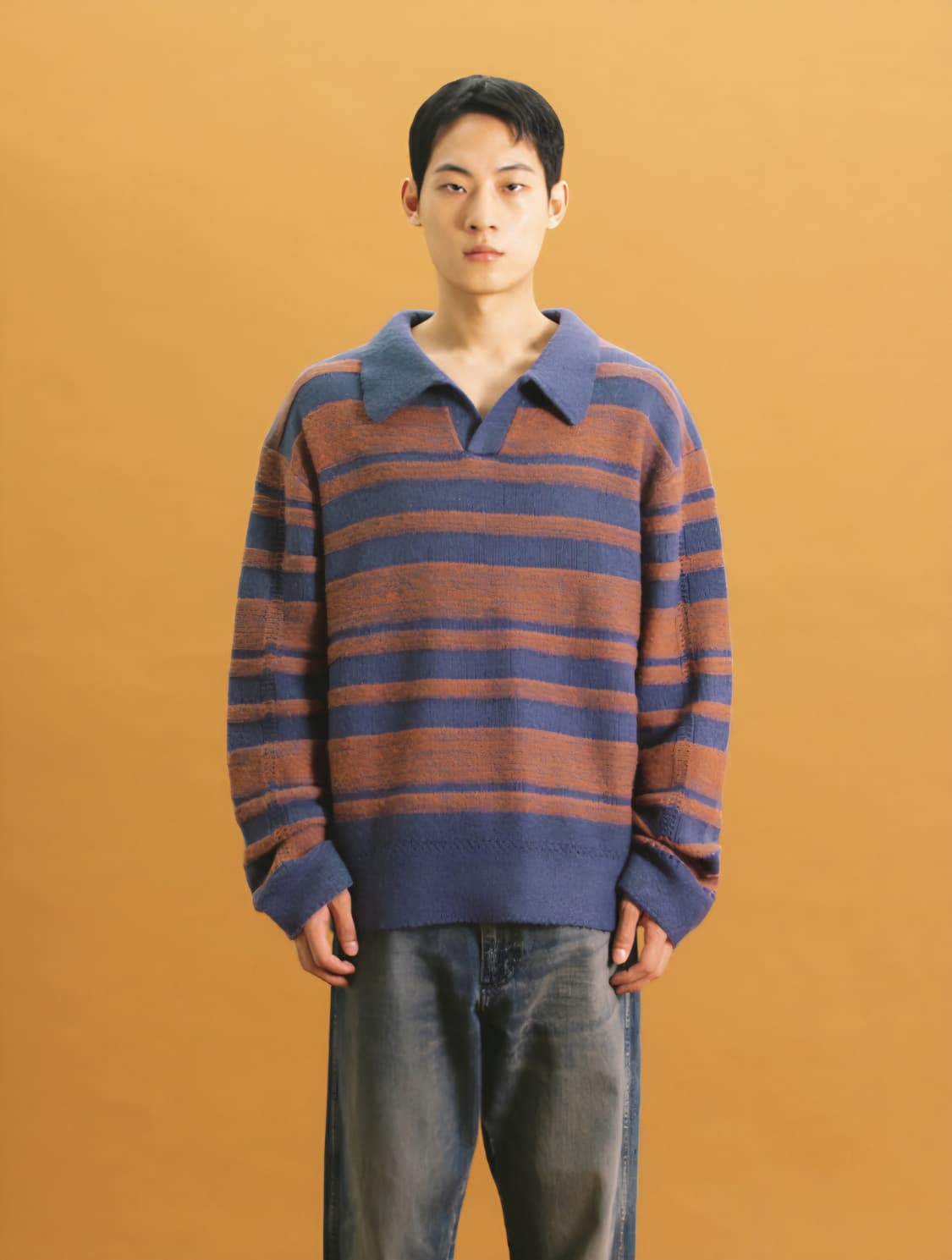 랭글러 카라넥 스트라이프 니트 블루 XL  상품이미지2