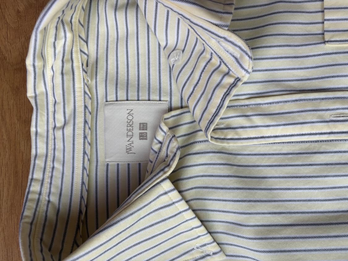 유니클로 x JW Anderson 옥스포드 스트라이프 셔츠Yellow 상품이미지2
