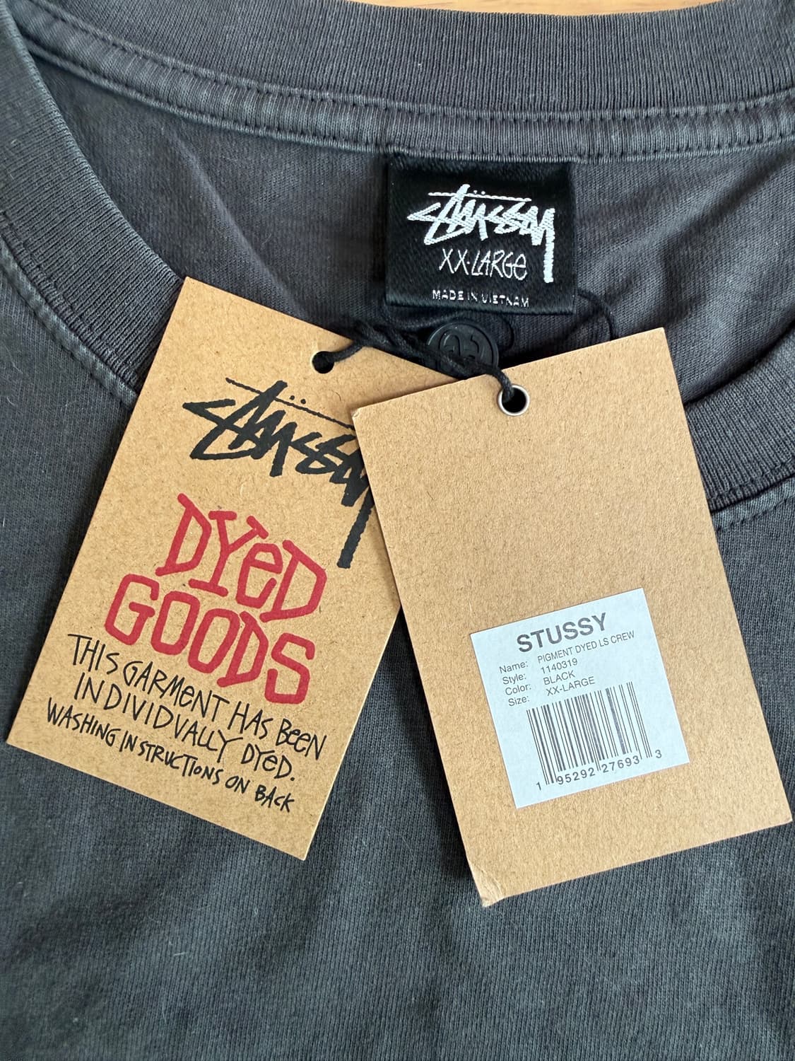 [XXL] stussy 스투시 피그먼트 다이드 롱슬리브 긴팔 티셔츠 블랙 상품이미지2