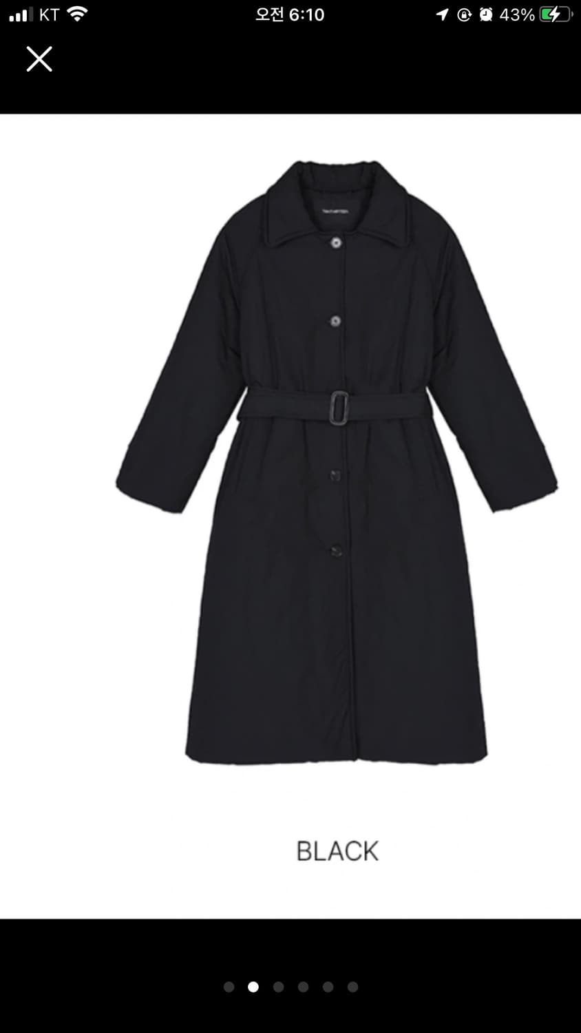 얀13 래글런 스트랩 트렌치 패딩 블랙 상품이미지2