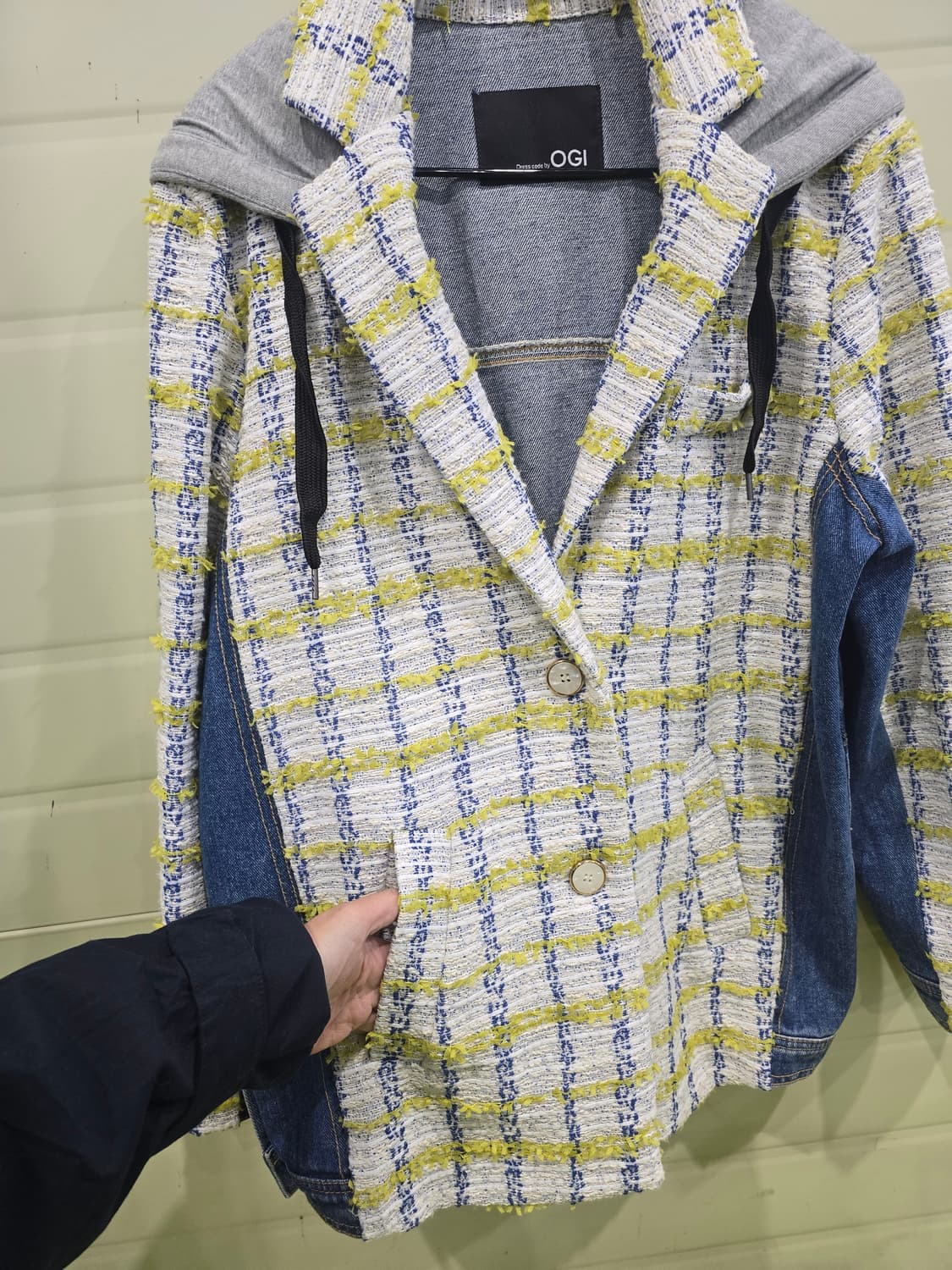 OGI 트위드 데님 후드 자켓 상품이미지4