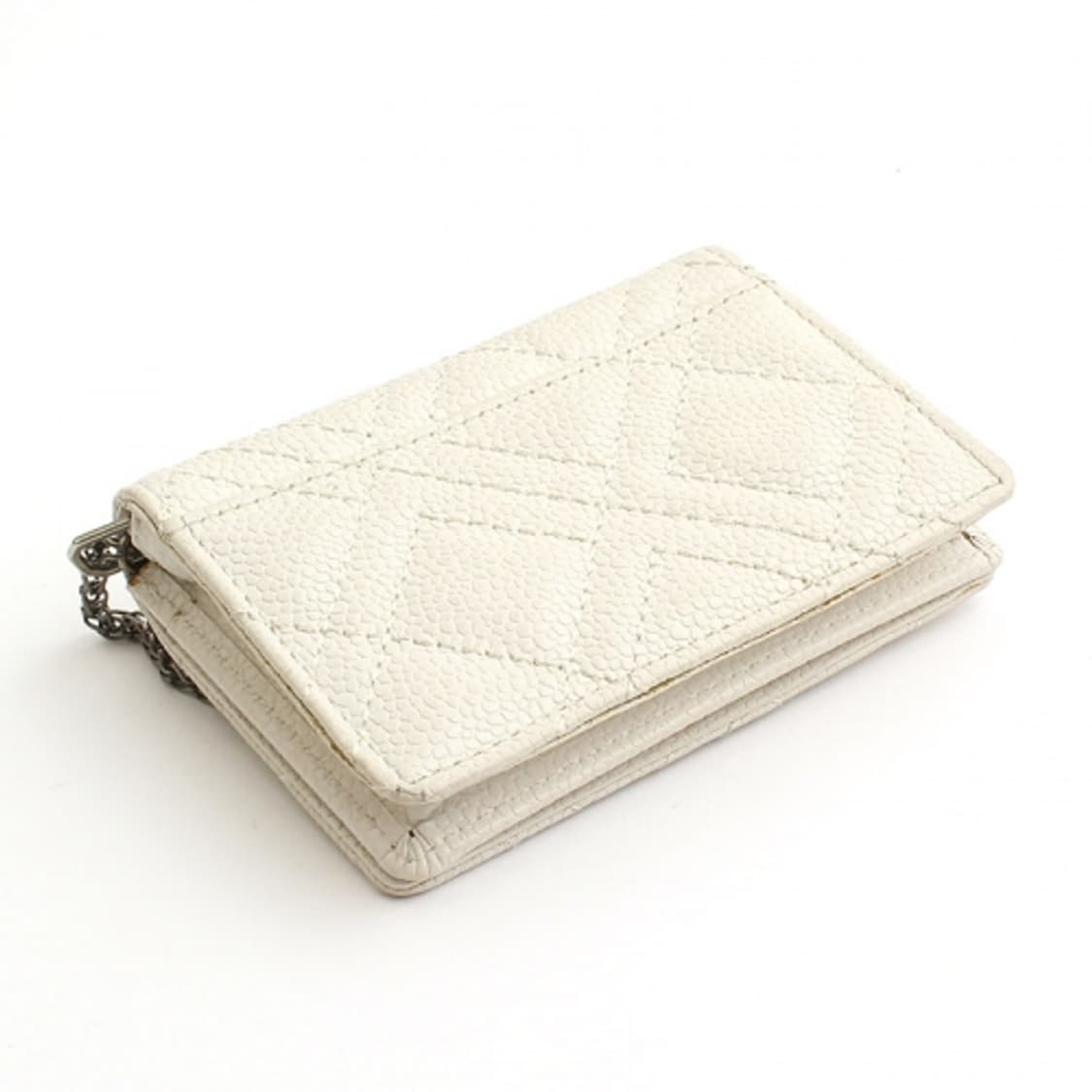 랑방 화이트 퀼팅 스티치 체인 카드지갑 상품이미지3