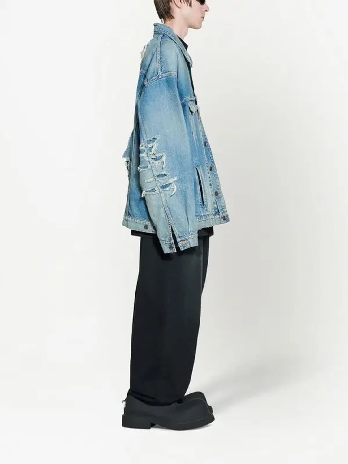 발렌시아가 패치 디스트로이드 데님 자켓 블루 3사이즈 상품이미지8
