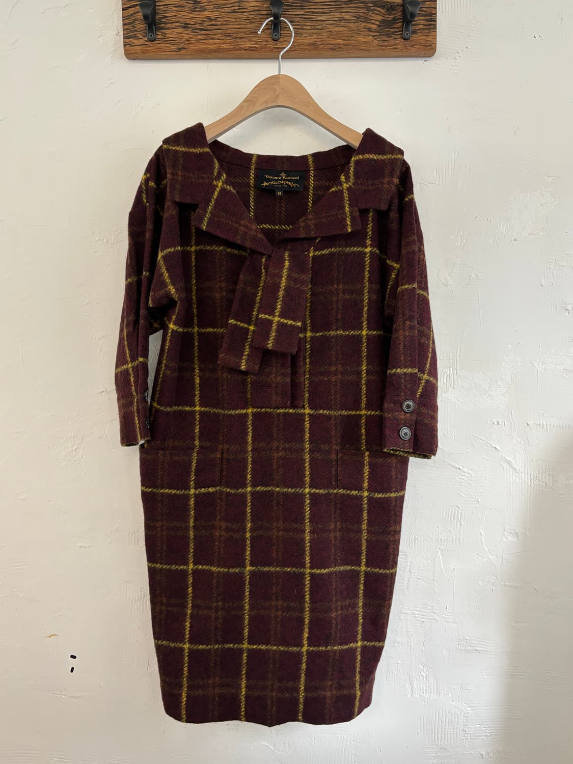 Vivienne Westwood 비비안웨스트우드 버건디 체크 울 원피스 상품이미지3