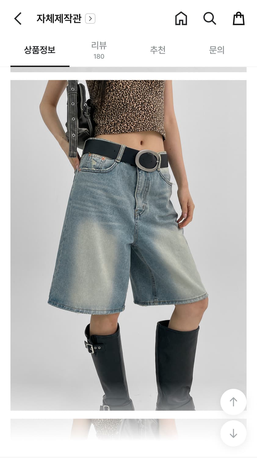 블랙업 5부 워싱 데님팬츠  상품이미지2