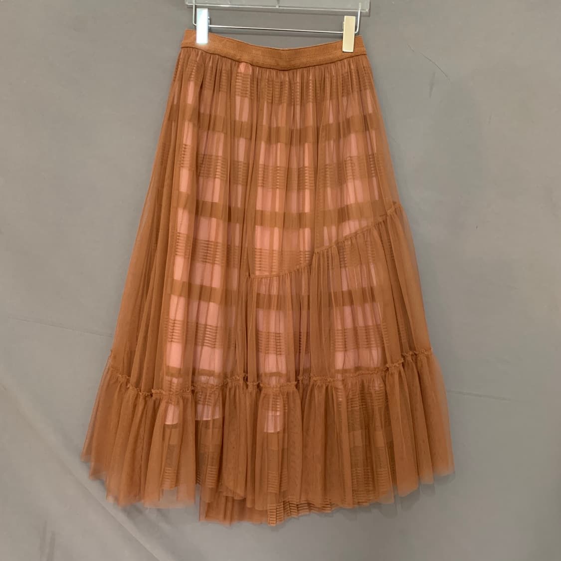 25인치 시스템 쉬폰 튤 밴딩 롱 스커트 치마 상품이미지3