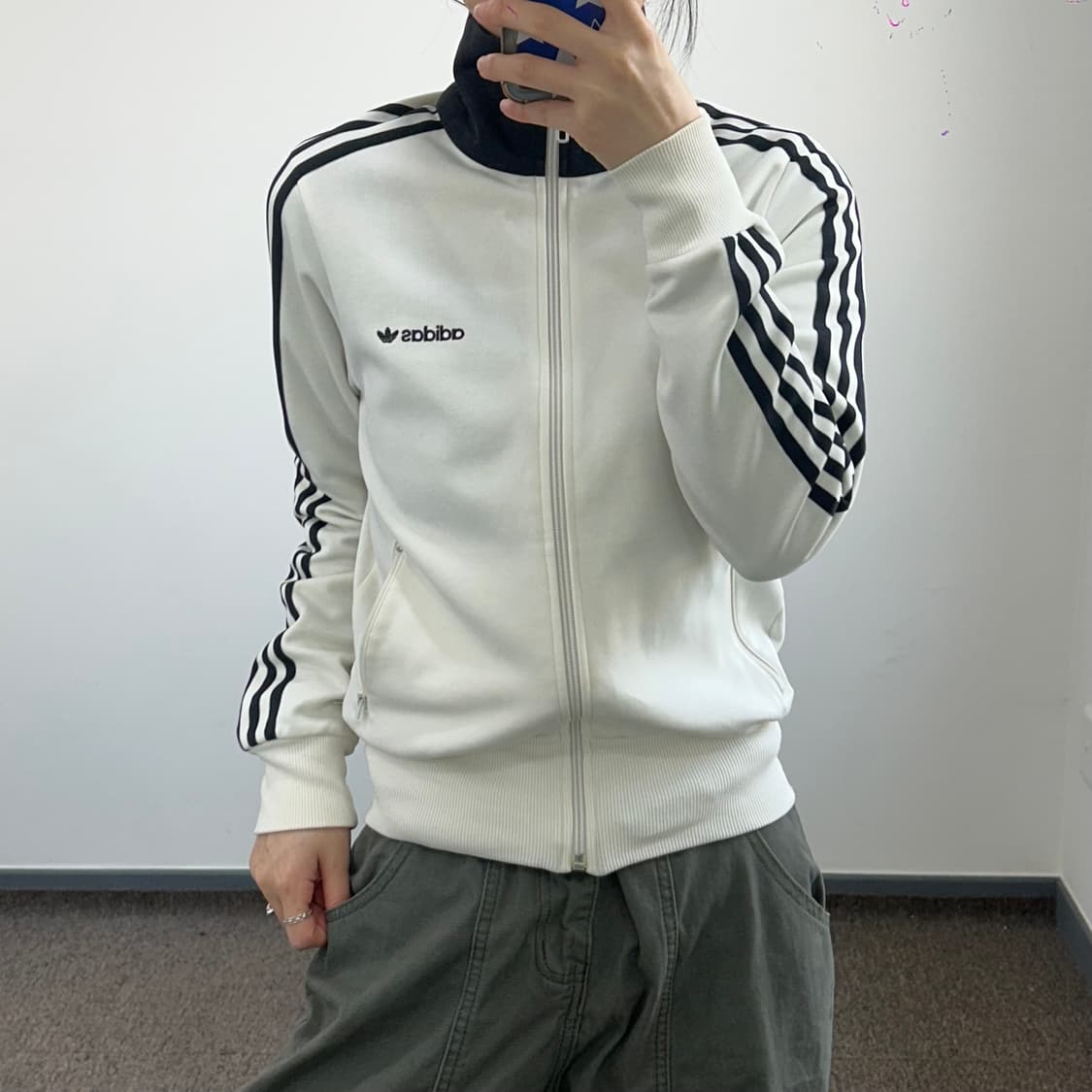 Adidas 아디다스 백포인트 블랙 트랙탑 크림 져지 상품이미지2